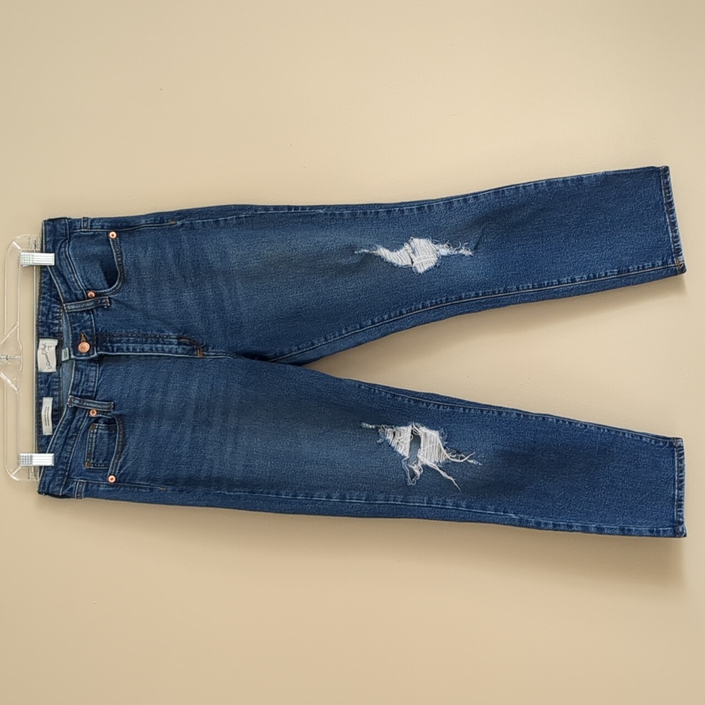 12 Universal Thread High Rise Slim Straight Distressed Denim Blue Jeans